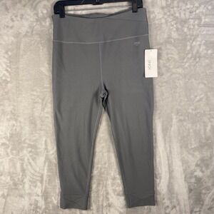 Jones New York Sport Gray Cropped Leggings High Waist Athletic Yoga Pants L NWT